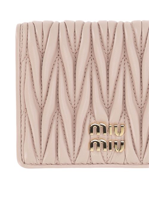 Blush pink matelassé effect  wallet MIU MIU | 5MV2042FPPF0236